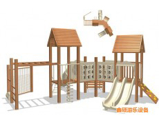 菏澤XS-HT-MZ0008高檔木質兒童組合滑梯